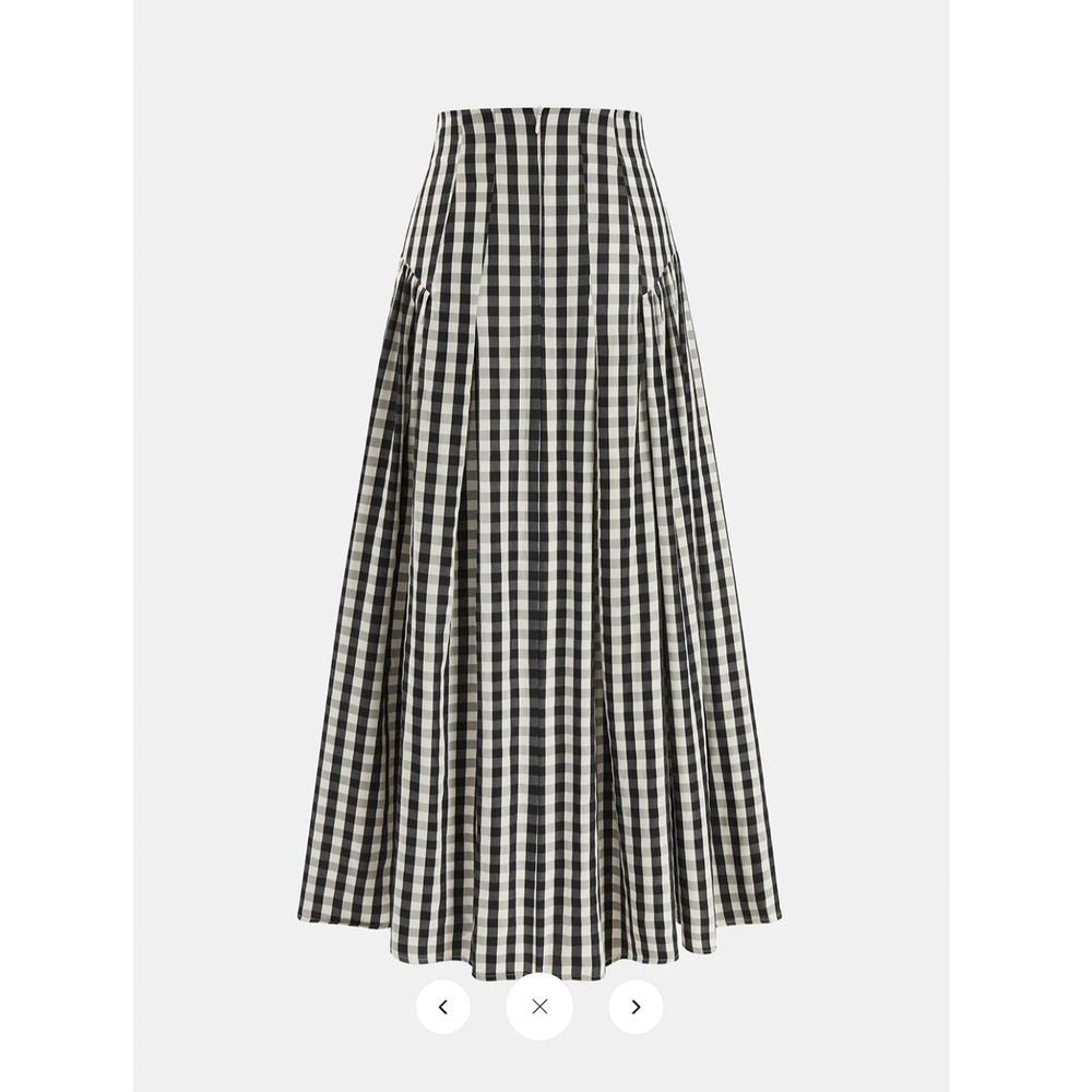 Copied - NWT commense Gingham High-Waisted Pleated Midi Skirt Sz M - Picture 3 of 5